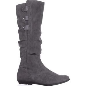 Cliffs White Mountain Womens 10 Felisa Gray Faux Leather Knee High Flat Boots